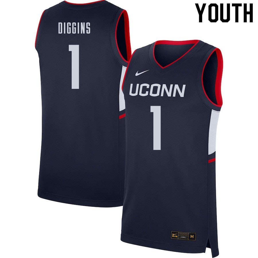 Youth #1 Rahsool Diggins Uconn Huskies College Basketball Jerseys Sale-Navy
